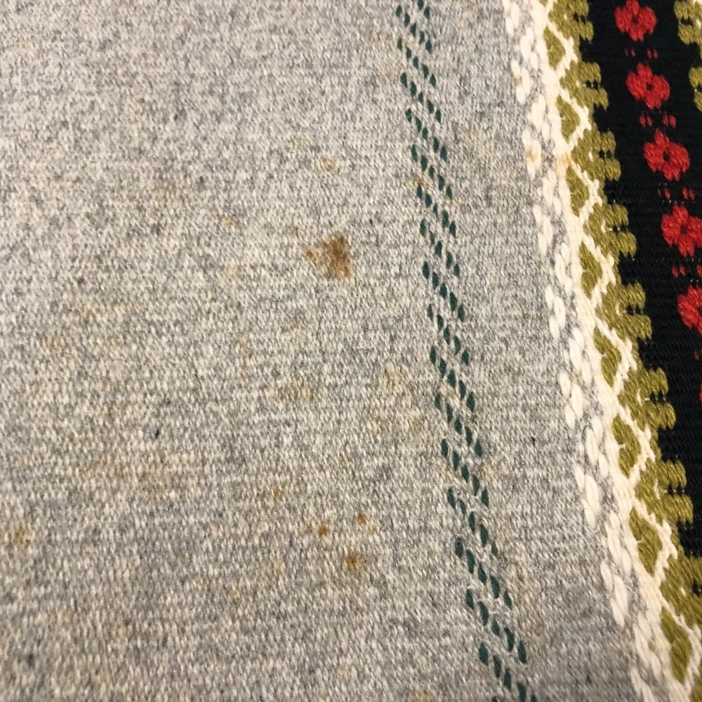 Vintage Scandinavian Table Runner Hand Woven Folk Art Wool 38x16 Nordic Kilim